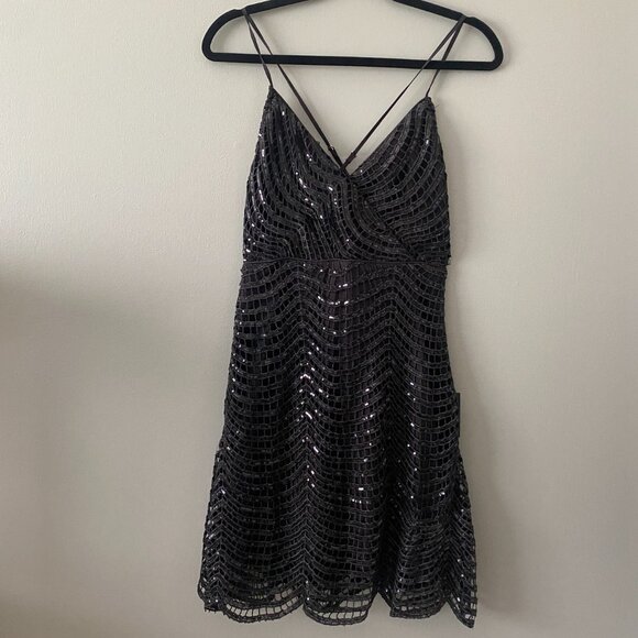 NWT Lulu's Black Sequin Mini Dress, Size Small - Picture 4 of 14